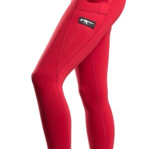 Red High-Waist Performance Leggings with Side Pocket